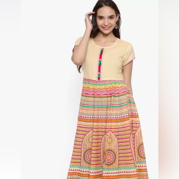 Dresses & Skirts - Colorful Bohemian Printed Cotton Dress Size XS